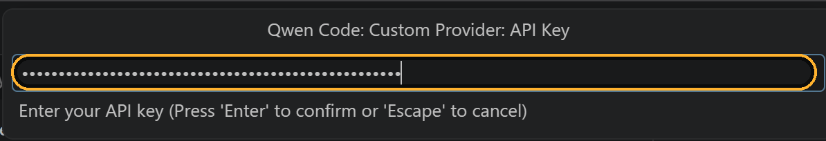 The API key prompt with the masked key field circled